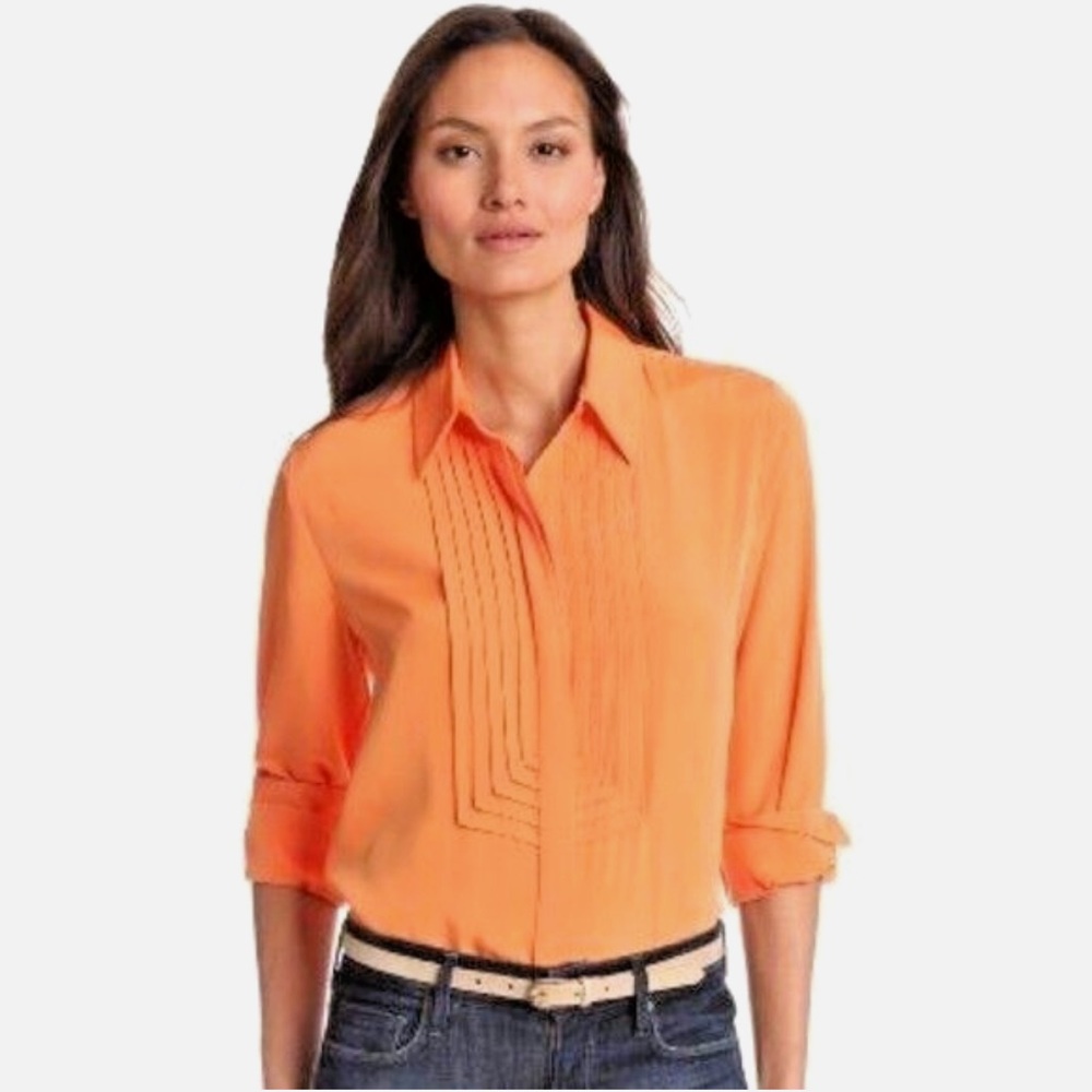 Vince Camuto warm orange Blouse with a patterned front size S P